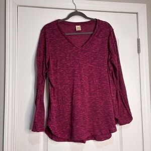 Faded Glory Raspberry Pink Heathered Long Sleeve Tee Size 1X